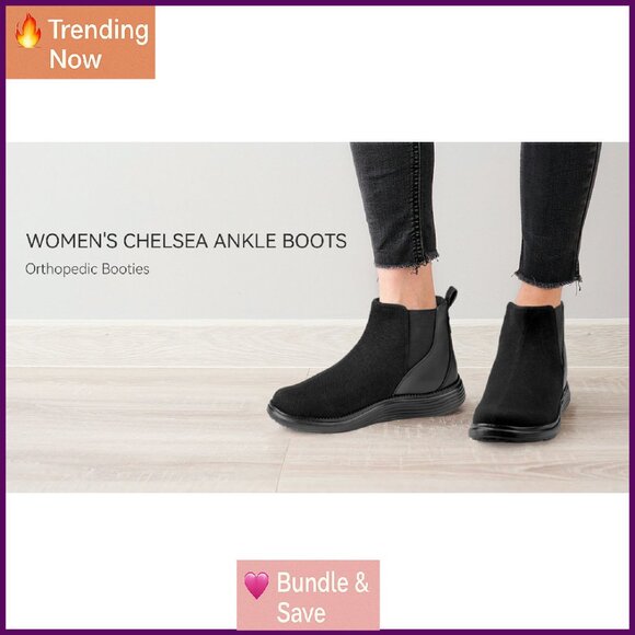 Waterproof Chelsea Boots Slip On Orthopedic Wide Toe Comfortable Walking - Picture 8 of 8